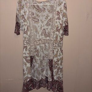Paisley Print Dress with Lace Accents